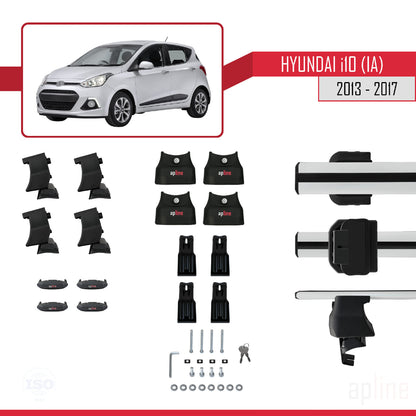 Compatible avec Hyundai i10 II (IA) Pre-Facelift 2013-2017 ACE-4 Barres de Toit Railing Porte-Bagages de Voiture Gris Aluminium 2 Barres