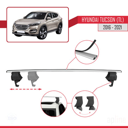 Compatibile con Hyundai Tucson 3 (TL) 2016-2021 ACE-4 Barre portatutto per auto Portapacchi in alluminio grigio 2 barre