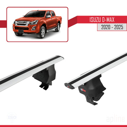 Compatible avec Isuzu D-Max 3 (RG01) 2020-2025 ACE-4 Barres de Toit Railing Porte-Bagages de Voiture Gris Aluminium 2 Barres