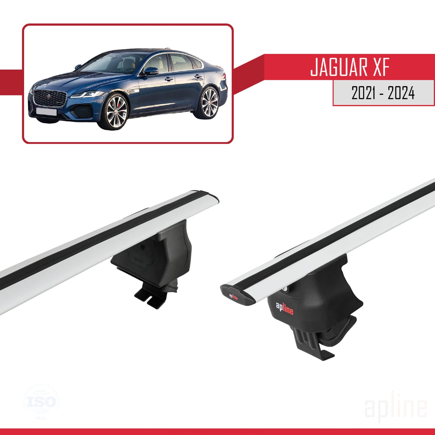 Compatible avec Jaguar XF (X260) Post-Facelift 2021-2024 ACE-4 Barres de Toit Railing Porte-Bagages de Voiture Gris Aluminium 2 Barres