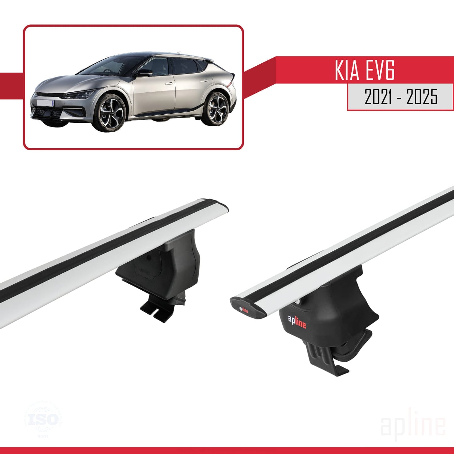 Compatible avec Kia EV6 2021-2025 ACE-4 Barres de Toit Railing Porte-Bagages de Voiture Gris Aluminium 2 Barres