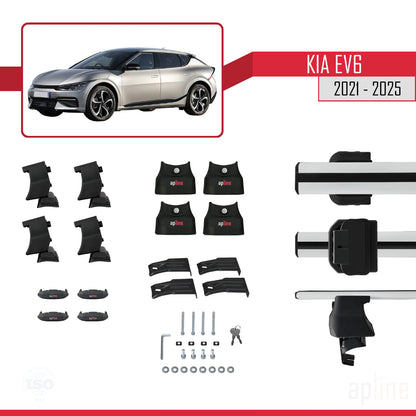 Compatible avec Kia EV6 2021-2025 ACE-4 Barres de Toit Railing Porte-Bagages de Voiture Gris Aluminium 2 Barres