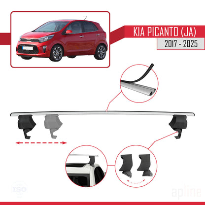 Compatible avec Kia Picanto 3 (JA) 2017-2025 ACE-4 Barres de Toit Railing Porte-Bagages de Voiture Gris Aluminium 2 Barres
