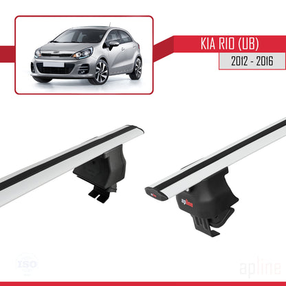 Compatible avec Kia Rio 3 (UB) HB 2012-2016 ACE-4 Barres de Toit Railing Porte-Bagages de Voiture Gris Aluminium 2 Barres