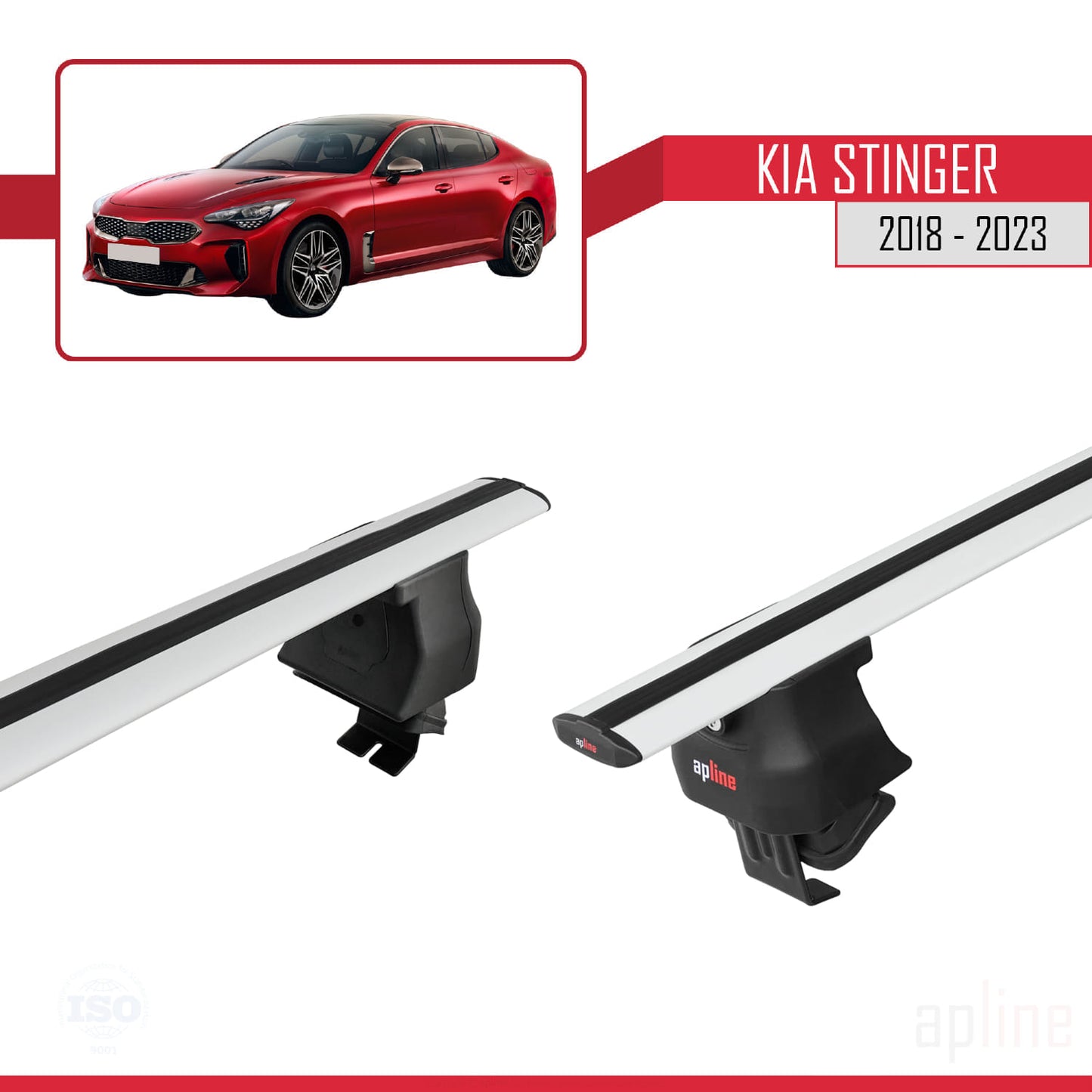Compatible avec Kia Stinger 2018-2023 ACE-4 Barres de Toit Railing Porte-Bagages de Voiture Gris Aluminium 2 Barres