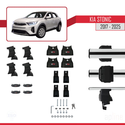 Compatible avec Kia Stonic 2017-2025 ACE-4 Barres de Toit Railing Porte-Bagages de Voiture Gris Aluminium 2 Barres