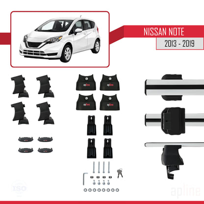 Compatibile con Nissan Note 2 (E12) 2013-2019 ACE-4 Barre Tetto Portapacchi Auto Barre Portatutto Grigo Alluminio 2 Barre