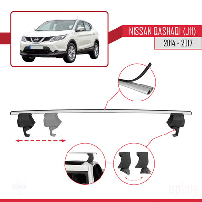 Compatible avec Nissan Qashqai 2 (J11) Pre-Facelift 2014-2017 ACE-4 Barres de Toit Railing Porte-Bagages de Voiture Gris Aluminium 2 Barres