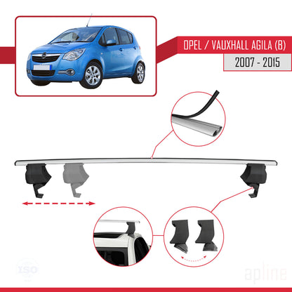 ACE-4 Dakdrager bagagedrager compatibel met Opel/Vauxhall Agila (B) 2007-2015 Spoorstaven Grijs Aluminium 2 Staven