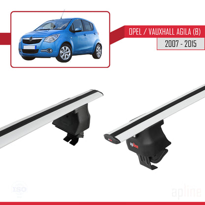 ACE-4 Dakdrager bagagedrager compatibel met Opel/Vauxhall Agila (B) 2007-2015 Spoorstaven Grijs Aluminium 2 Staven