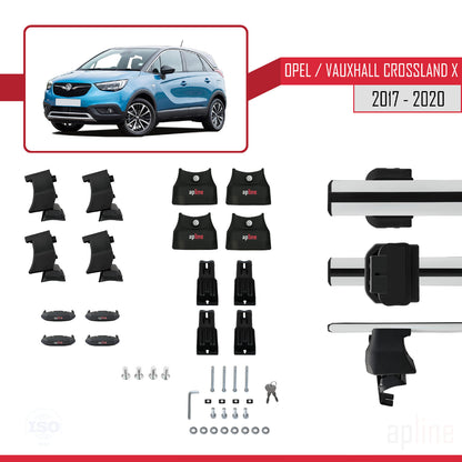 Compatible avec Opel/Vauxhall Crossland X 2017-2020 ACE-4 Barres de Toit Railing Porte-Bagages de Voiture Gris Aluminium 2 Barres