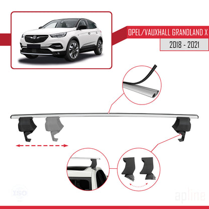 Compatible avec Opel Grandland X 2018-2021 ACE-4 Barres de Toit Railing Porte-Bagages de Voiture Gris Aluminium 2 Barres