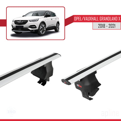 Compatible avec Opel Grandland X 2018-2021 ACE-4 Barres de Toit Railing Porte-Bagages de Voiture Gris Aluminium 2 Barres