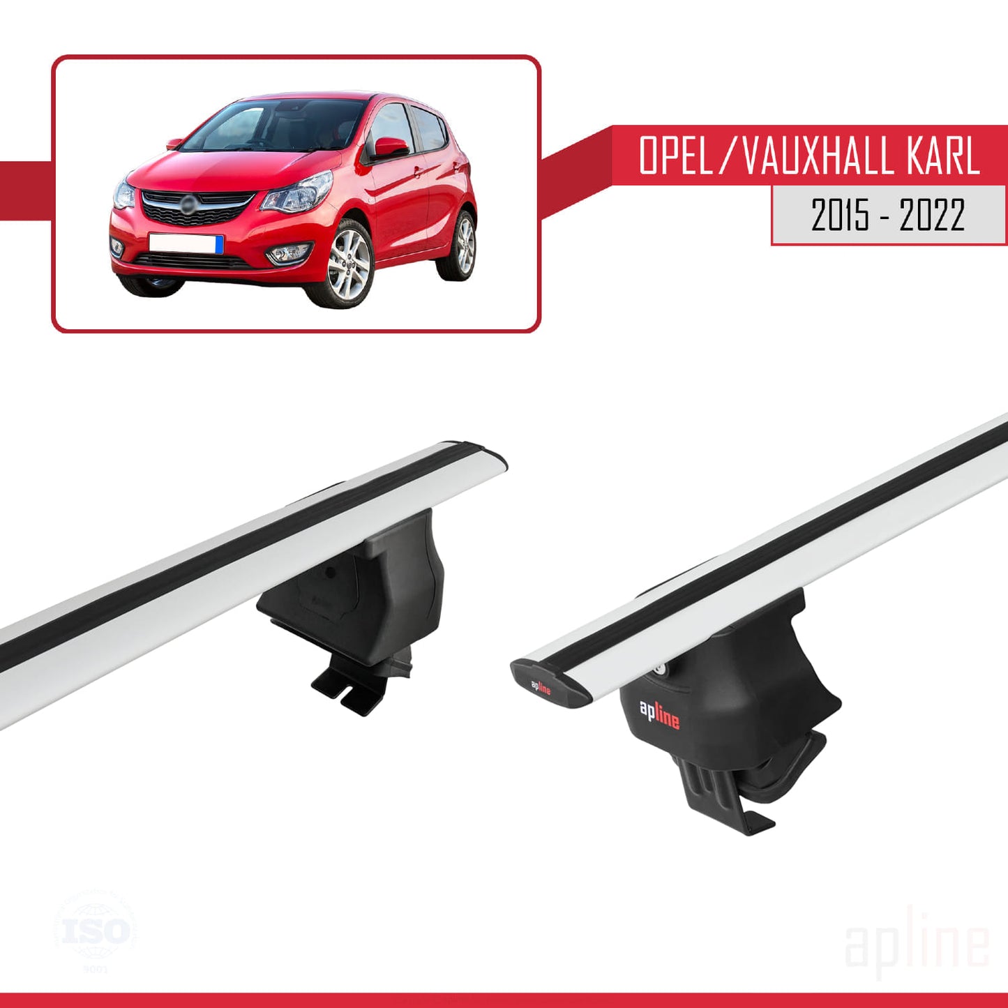 Compatible avec Opel/Vauxhall Karl 2015-2022 ACE-4 Barres de Toit Railing Porte-Bagages de Voiture Gris Aluminium 2 Barres