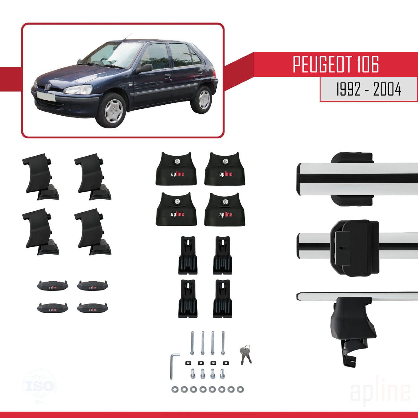 Compatible avec Peugeot 106 1992-2004 ACE-4 Barres de Toit Railing Porte-Bagages de Voiture Gris Aluminium 2 Barres