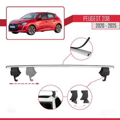 Compatible avec Peugeot 208 II (P21) 2020-2025 ACE-4 Barres de Toit Railing Porte-Bagages de Voiture Gris Aluminium 2 Barres