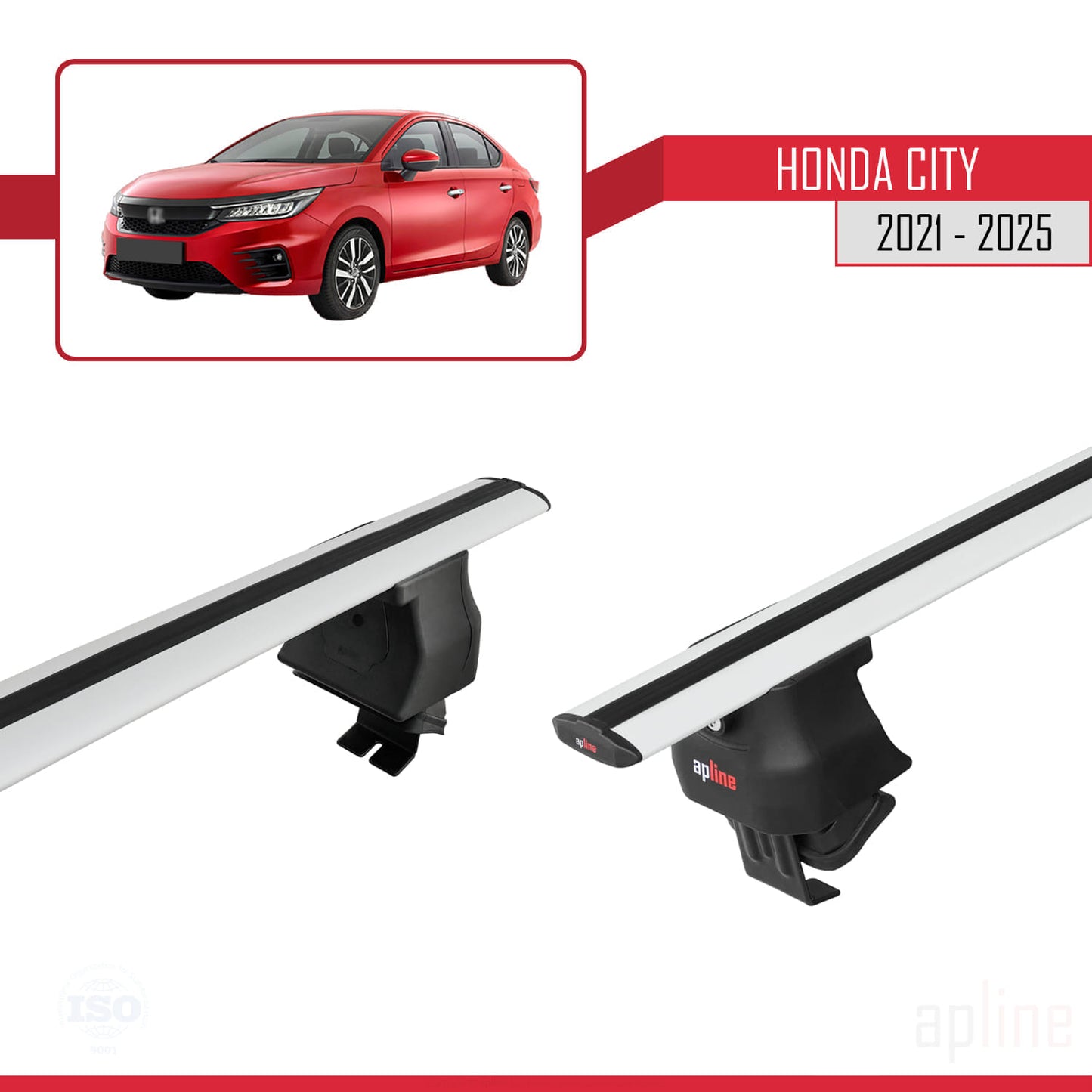 Compatibile con Honda City 2021-2025 ACE-4 Barre portatutto per auto Portapacchi in alluminio grigio 2 barre