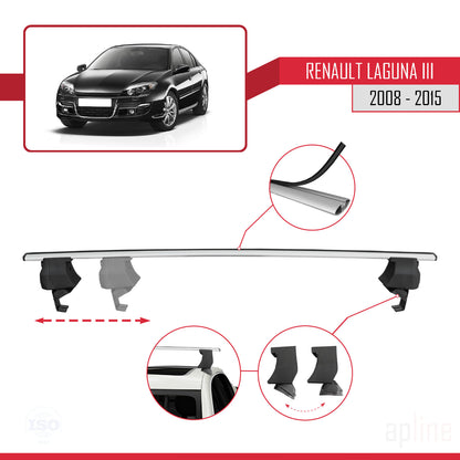 Compatible avec Renault Laguna 3 (X91)2008-2015 ACE-4 Barres de Toit Railing Porte-Bagages de Voiture Gris Aluminium 2 Barres