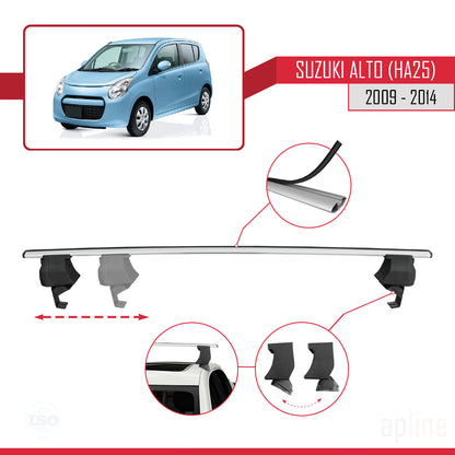 Compatible avec Suzuki Alto (HA25) 2009-2014 ACE-4 Barres de Toit Railing Porte-Bagages de Voiture Gris Aluminium 2 Barres