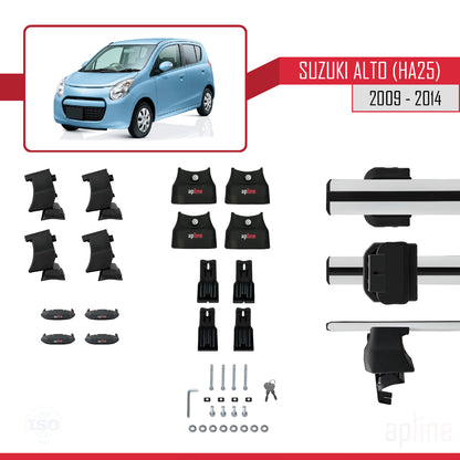 Compatible avec Suzuki Alto (HA25) 2009-2014 ACE-4 Barres de Toit Railing Porte-Bagages de Voiture Gris Aluminium 2 Barres