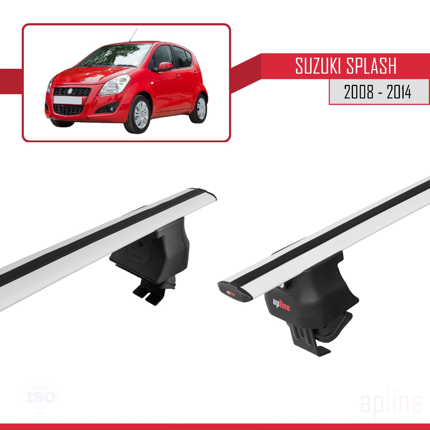 Compatible avec Suzuki Splash 2008-2014 ACE-4 Barres de Toit Railing Porte-Bagages de Voiture Gris Aluminium 2 Barres