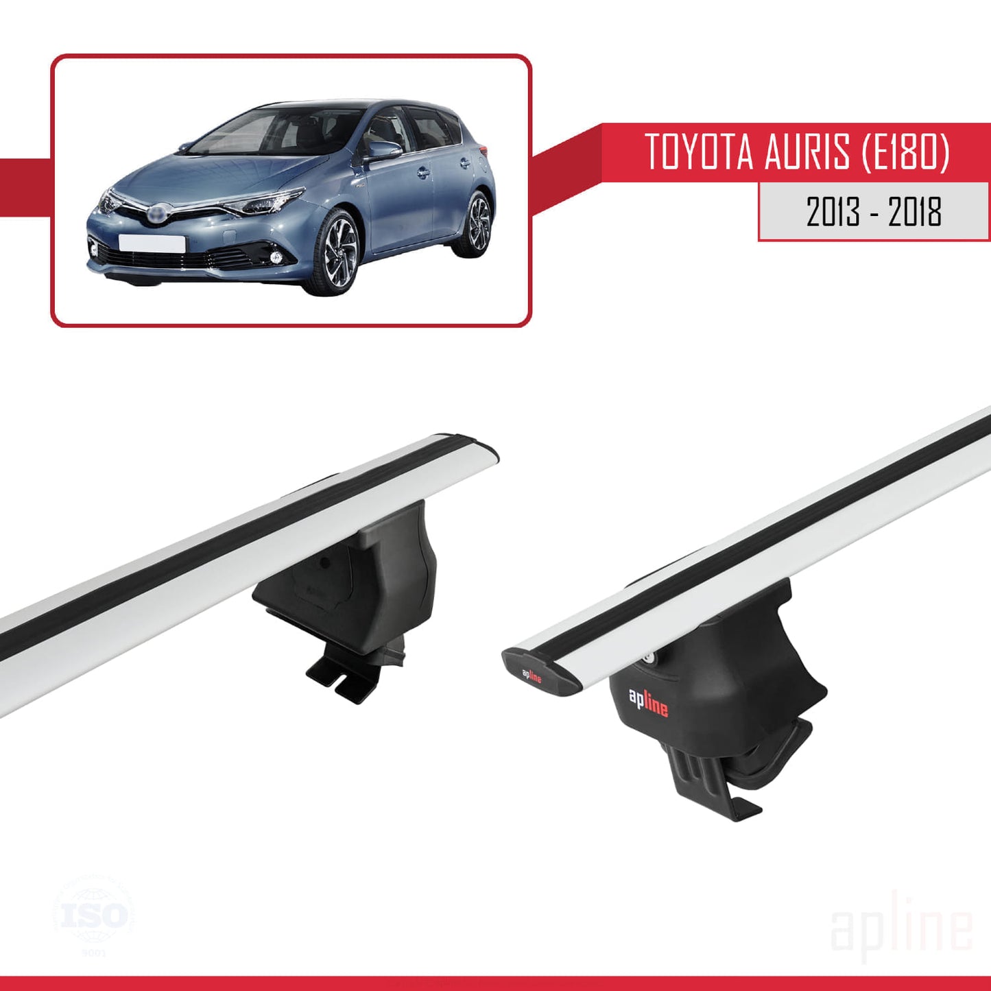 Compatible avec Toyota Auris 2 (E180) 2013-2018 ACE-4 Barres de Toit Railing Porte-Bagages de Voiture Gris Aluminium 2 Barres