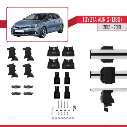Compatible avec Toyota Auris 2 (E180) 2013-2018 ACE-4 Barres de Toit Railing Porte-Bagages de Voiture Gris Aluminium 2 Barres