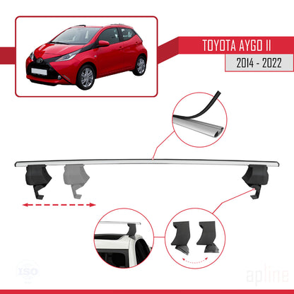 Compatible avec Toyota Aygo 2 2014-2022 ACE-4 Barres de Toit Railing Porte-Bagages de Voiture Gris Aluminium 2 Barres