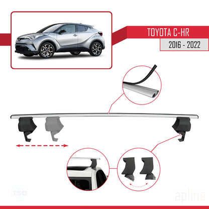 Compatible avec Toyota C-HR 2016-2022 ACE-4 Barres de Toit Railing Porte-Bagages de Voiture Gris Aluminium 2 Barres