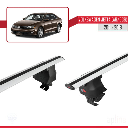 Compatible avec Volkswagen Jetta 6 (5C6) 2011-2018 ACE-4 Barres de Toit Railing Porte-Bagages de Voiture Gris Aluminium 2 Barres