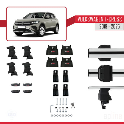 ACE-4 Dakdrager bagagedrager compatibel met Volkswagen T-Cross (C11) 2019-2025 Spoorstaven Grijs Aluminium 2 Staven