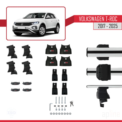 Compatibile con Volkswagen T-Roc 2017-2025 ACE-4 Barre Tetto Portapacchi Auto Barre Portatutto Grigo Alluminio 2 Barre