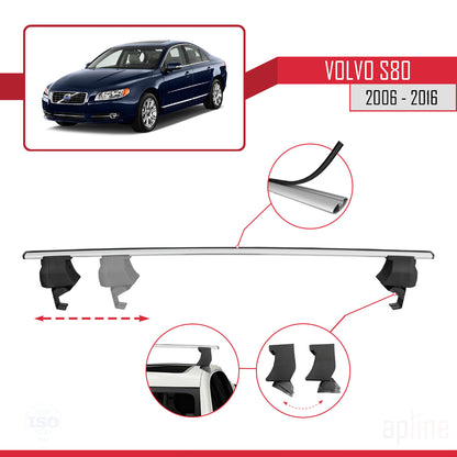 Compatible con Volvo S80 II 2006-2016 ACE-4 Barras de Techo Auto Portaequipajes Barras Transversales Gris Aluminio 2 Barras