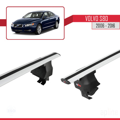 Compatible con Volvo S80 II 2006-2016 ACE-4 Barras de Techo Auto Portaequipajes Barras Transversales Gris Aluminio 2 Barras