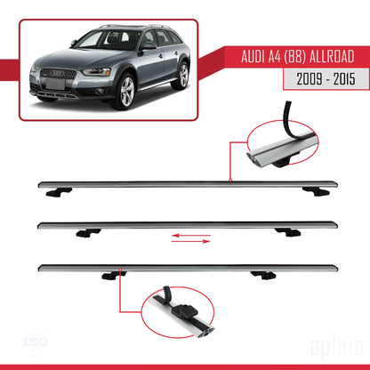Kompatibel mit A4 (B8) Allroad 2009-2015 BASIC Model Relingträger Dachträger Auto Gepäckträger Grau Aluminium 2 Stangen