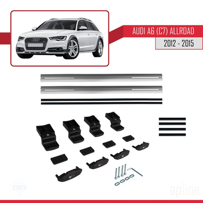 Compatibile con A6 (C7) Allroad 2012-2015 BASIC Model Barre Tetto Portapacchi Auto Barre Portatutto Grigo Alluminio 2 Barre