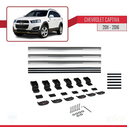 Compatibile con Chevrolet Captiva 2011-2015 BASIC Model Barre Tetto Portapacchi Auto Barre Portatutto Grigo Alluminio 3 Barre