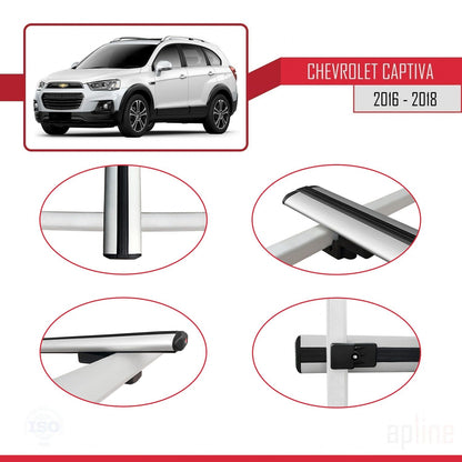 Compatible avec Chevrolet Captiva 2016-2018 BASIC Model Barres de Toit Railing Porte-Bagages de Voiture Gris Aluminium 2 Barres