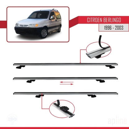 Compatible avec Citroen Berlingo (M49) 1996-2003 BASIC Model Barres de Toit Railing Porte-Bagages de Voiture Gris Aluminium 3 Barres