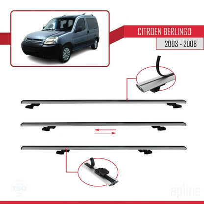 Compatible avec Citroen Berlingo (M59) 2003-2008 BASIC Model Barres de Toit Railing Porte-Bagages de Voiture Gris Aluminium 3 Barres