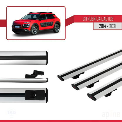 Compatibile con Citroen C4 Cactus 2014-2021 BASIC Model Barre Tetto Portapacchi Auto Barre Portatutto Grigo Alluminio 3 Barre