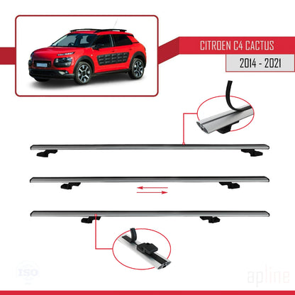 Compatibile con Citroen C4 Cactus 2014-2021 BASIC Model Barre Tetto Portapacchi Auto Barre Portatutto Grigo Alluminio 3 Barre