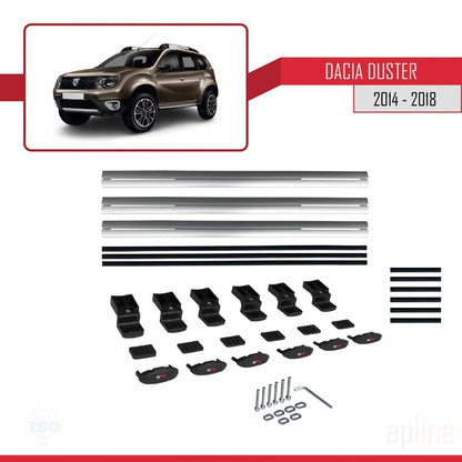Compatible avec Dacia Duster (HS) Post-Facelift 2014-2017 BASIC Model Barres de Toit Railing Porte-Bagages de Voiture Gris Aluminium 3 Barres