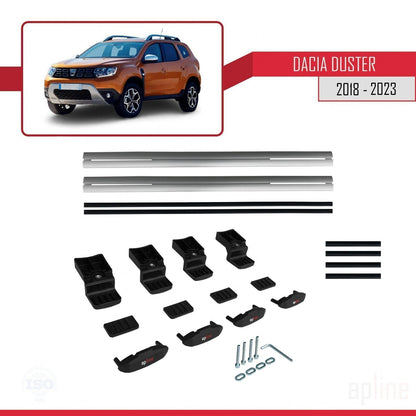 Compatibile con Dacia Duster 2 (HM) 2018-2024 modello BASIC Barre portatutto per auto Portapacchi in alluminio grigio 2 barre