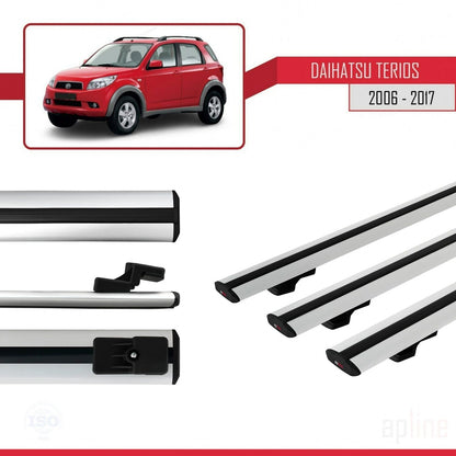 Compatibile con Daihatsu Terios 2 (J200) 2006-2017 modello BASIC Barre portatutto per auto Portapacchi in alluminio grigio 3 barre