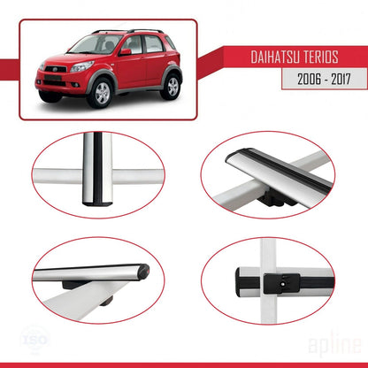 Compatibile con Daihatsu Terios 2 (J200) 2006-2017 modello BASIC Barre portatutto per auto Portapacchi in alluminio grigio 3 barre