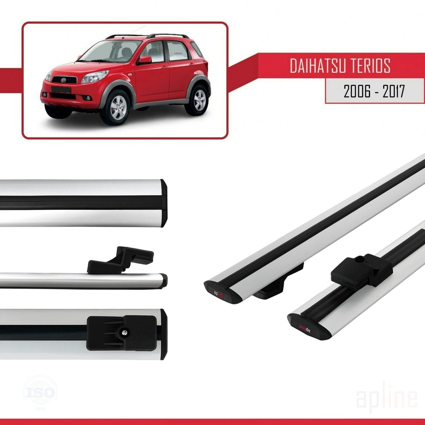 Compatibile con Daihatsu Terios 2 (J200) 2006-2017 modello BASIC Barre portatutto per auto Portapacchi in alluminio grigio 2 barre