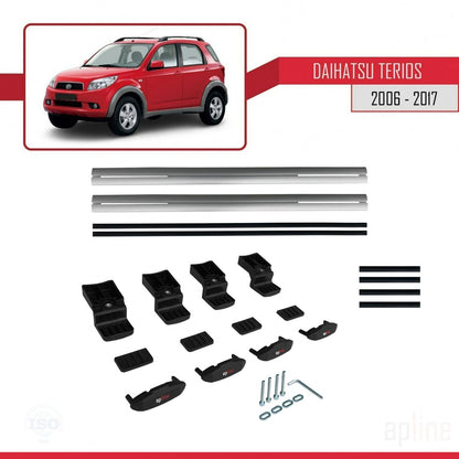 Compatibile con Daihatsu Terios 2 (J200) 2006-2017 modello BASIC Barre portatutto per auto Portapacchi in alluminio grigio 2 barre
