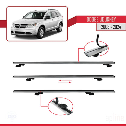 Compatibile con Dodge Journey 2008-2024 modello BASIC Barre portatutto per auto in alluminio grigio 2 barre