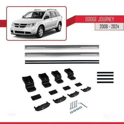 Compatibile con Dodge Journey 2008-2024 modello BASIC Barre portatutto per auto in alluminio grigio 2 barre
